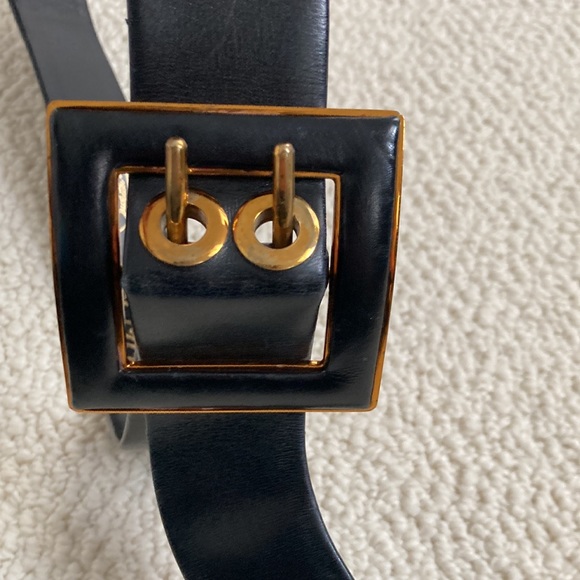 Judith Leiber Adjustable Black Leather Pilgrim Belt main image 7